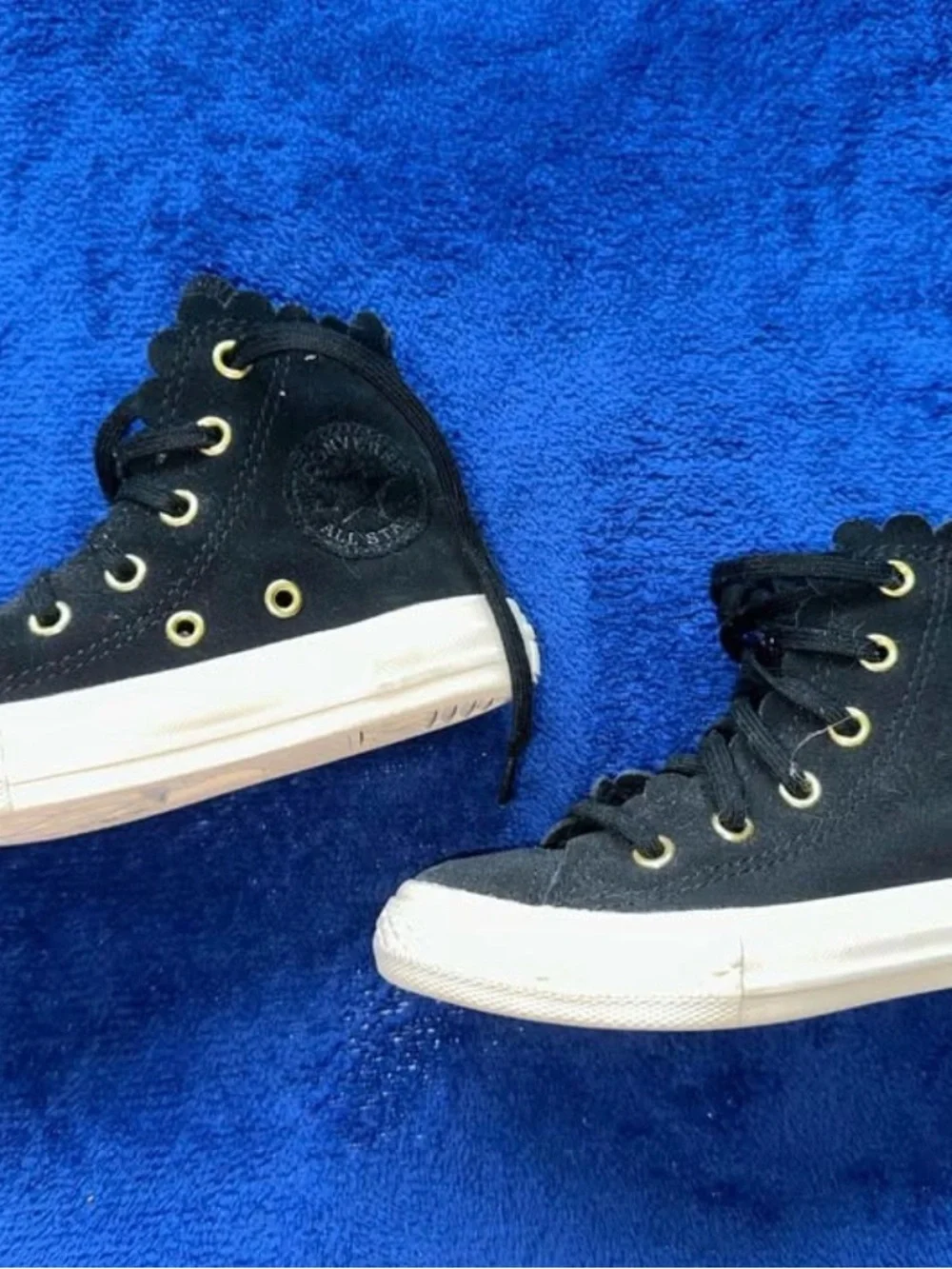 Converse Chuck Taylor Black Suede Hi Frilly Thrills Preschool Girls Sneakers 11